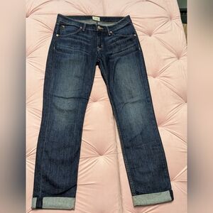 Women's Hudson Cropped Ankle Blue Jeans Cotton British Button Pockets